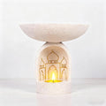 Mosque-Themed Decorative Resin Candlestick, White, Dome-Shaped, Gold-Trimmed by Unknown