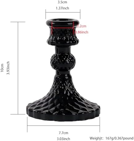 Glass Candle Holders Set, Vintage Decorative Design,Elegant Table Candlesticks Set for Dining Room,Wedding, Spring Party, Romantic Dinner, Festival & Windowsill Decor (12, Black, XZS) - Image 2