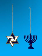 S/4 Hanukkah Jewish Ornaments Star of David & Menorah Collectible Decor Winter Decoration (S/4 Ornaments) - Image 4
