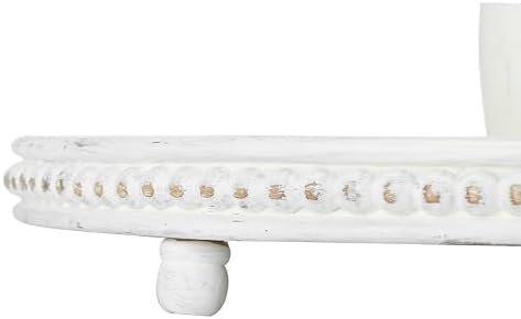 Creative Co-Op Round 3-Tier Decorative Wood Tray with Hobnail Edge, White - Image 3