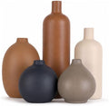 Ceramic Vase Set of 5, Modern Vases Home Decor, Neutral Decorative Vases for Pampas Grass Dried Fresh Flowers, Small Vase Set for Living Room Kitchen Bedroom Bathroom Entryway Mantel Decor by QIANLING