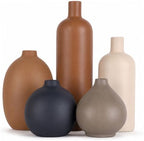 Ceramic Vase Set of 5, Modern Vases Home Decor, Neutral Decorative Vases for Pampas Grass Dried Fresh Flowers, Small Vase Set for Living Room Kitchen Bedroom Bathroom Entryway Mantel Decor by QIANLING