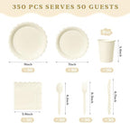 Vyntra 350 Pcs Ivory Cream Paper Plates and Napkins Party Supplies - Image 2
