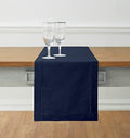 Solino Home Cotton Linen Table Runner Navy Hemstitch, 14 x 132 in by SolinoHome