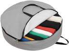 24 Inch Round Storage Bag 1 Pack,Grey Solid Color Waterproof Wreath Storage Container with Handles&Zipper Minimalist Art Closet Organizer Bags Garland Box - Image 2