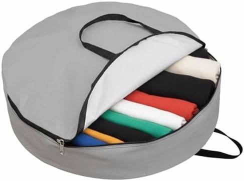 24 Inch Round Storage Bag 1 Pack,Grey Solid Color Waterproof Wreath Storage Container with Handles&Zipper Minimalist Art Closet Organizer Bags Garland Box - Image 2