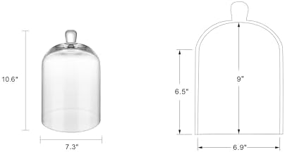 10" Tall Large Handmade Sturdy Glass Cloche, Dia 7.3" H 10.6", For Terrarium, Plants, Trinkets, Cakes, Figurines, LED Light String, Candle. Cloche Glass Dome, Bell Jar Display Case (1, 7.5 * 10.6") - Image 2