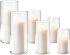 Hurricane Candle Holders, Clear Glass Cylinder Centerpieces Vases, Pillar Candle Sleeves for Wedding, Table Decoration Centerpiece Floral Room Home, Dining Room Decor 6 Pieces by Unknown
