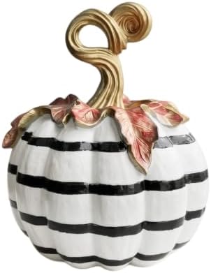 Monochrome Resin Pumpkin Sculpture Minimalist Halloween Decor for Party by Unknown