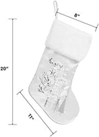 GEX Personalized Christmas Stockings 3 Pack Custom Name for Family with Names Silver White Satin Large 20" with Sequins Rhinestones Faux Fur Embroidery Classic Fireplace Decoration (Set of 3) - Image 5