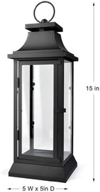 Serene Spaces Living Black Decorative Hurricane Lantern with Clear Glass Panels, Medium Indoor Outdoor Lantern for Porch, Events, Parties & Tabletop Decor, 5" Square & 15" Tall, Pack of 4 - Image 5