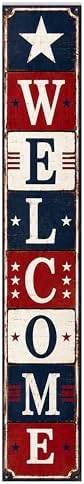 48x8" 4th of July Welcome Porch Sign, Patriotic Porch Decor for Independence Day, Standing Welcome Sign for Front Door, PVC, Design 1 - Image 2