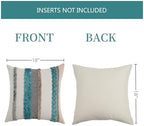 Boho Pillow Covers 18x18 Set of 2 for Couch-Modern Farmhouse Sofa Decorative Teal Throw Pillow Covers Textured Chenille Cushion Covers Outdoor Netural Bohemian Pillow Cases Square - Image 4