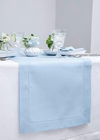 Solino Home 100% Linen Table Runner Sky Blue, Classic Hemstitch 14 x 132 in - Image 2