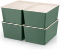 Menkxi 4 Pcs Storage Bins with Lids, Green, Large by Menkxi