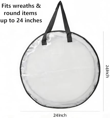 Hayoulabo 4 Pack Clear Christmas Wreath Storage Bags 24 Inch - Waterproof Wreath Container with Dual Zipper and Reinforced Handles for Artificial Wreath, Garland and Holiday Decor Organization - Image 3
