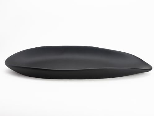 BANOMII Leaf Decorative Bowl for for Home Decor, 17.5'' Long Resin Bowl for Key Purse Candle, Decorative Tray for Kitchen Counter Entryway Console Dining Coffee Table Centerpiece, Black, Large by BanomiiHome