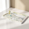 Koville Natural Marble Tray, 12x8“ Coffee Table Vanity/Decorative Tray for Jewerly, Watch, Perfume Candle Storage for Bedroom/Bathroom/Kitchen Countertop by Koville
