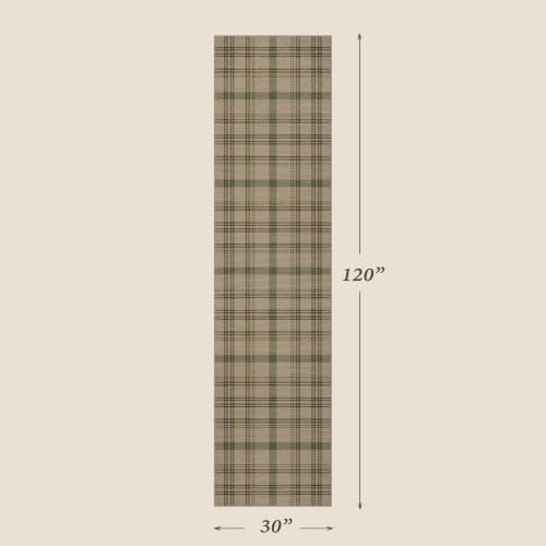 JTJ Easy Jute Kitchen Runner Rug 2'6" x 10', Sage Green & Beige Plaid - Image 2