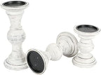 Homebia Design Antique White Wooden Candle Holder Set of 3 –10, 8, 6 Inch - Image 7