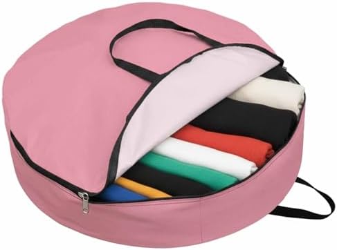 24 Inch Round Storage Bag 1 Pack,Minimalist Solid Pure Pink Waterproof Wreath Storage Container with Handles&Zipper Unadorned Single Color Art Closet Organizer Bags Garland Box - Image 2