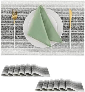 Leetaltree Woven Vinyl Placemats Set of 12,Black& White by Leetaltree-ArtatEveryTable