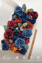 Ling's moment Fake Flowers Box, Mandarin & Royal Blue Deluxe Combo - Image 5