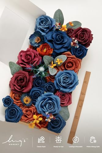 Ling's moment Fake Flowers Box, Mandarin & Royal Blue Deluxe Combo - Image 5