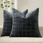 MIULEE Black Plaid Decorative Euro Throw Pillow Covers 22x22 Set of 2 by MIULEE
