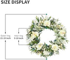 White Orchid Wreath for Front Door, 22 Inch Spring Summer Wreath with Soft Lamb's Ear and Cream Berries, Handcrafted Artificial Floral Wreath for Farmhouse, Indoor and Outdoor Year-Round Decor - Image 2