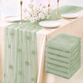 6 Pcs 29x120'' Pearl Tulle Table Runner 10ft Wedding Tablecloth, Sage Green by Unknown
