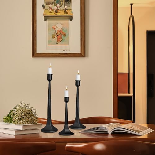 Black Taper Candle Holders Set of 3, Tall Candlesticks - Image 4