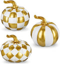 Briful 3-Piece White and Gold Resin Pumpkin Set Modern Fall Decor by Briful