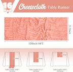 16 Pack Coral Table Runner 10FT Cheesecloth Table Runner Boho Gauze Table Runners Long Rustic Sheer Fabric Table Runners for Wedding Party Bridal Shower Farmhouse & Home Decor - Image 2