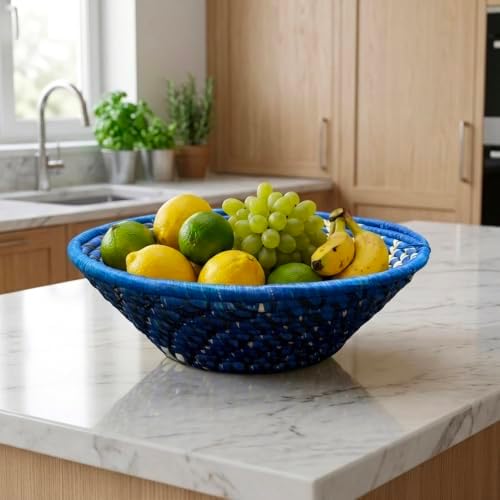 Handwoven African Basket Bowl for Fruits Wall Decor 12in diameter - Image 3