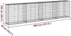 vidaXL Gabion Basket/Cage with Cover - Galvanized Iron - 157.5"x19.7"x39.4" for Outdoor Landscaping, Retaining Walls, Privacy Screens, and Garden Features - Easy Tool-Free Assembly - Image 3