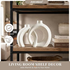Donut Ceramic Vase Set of 2 for Flower or Home Decor (Matte Cream White) - Image 6