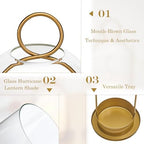 Hurricane Glass Candle Holders for Pillar Candles Set of 2 (5" & 4" Wide), Gold Metal Candlestick Holders, Modern Decorative Centerpiece Lanterns for Table Mantel Wedding Housewarming Gift - Image 4