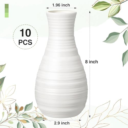 10 Pack Composite Plastic Flower Vases Bulk White Small Tall Conic Floral Vases for Centerpieces Unbreakable Bud Vase for Wedding Party Living Room Decor (Simple) - Image 3
