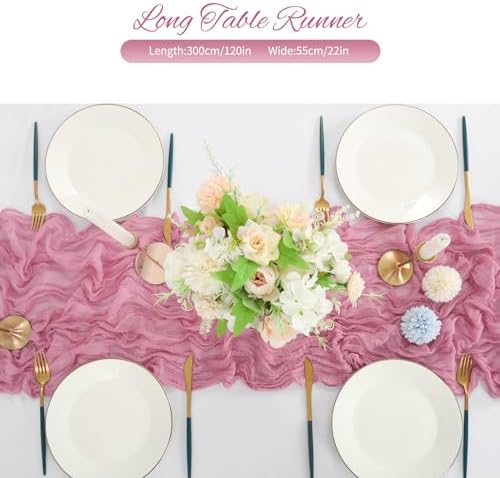 20 Pack Dusty Rose Cheesecloth Table Runner 120 Inch 10FT Rustic Boho Gauze Cheese Cloth Table Runner for Wedding Party Baby Shower Thanksgiving Christmas Decoration - Image 5