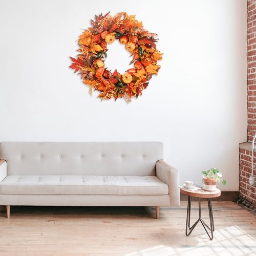 Fall Wreaths for Front Door 26 inch, Fall Door Wreath with Pumpkin, Maple Leaves Autumn Thanksgiving Harvest Festival Decorations Indoor and Outdoor - Image 7