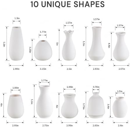 Ceramic Bud Vases, White, Set of 10 - Image 4