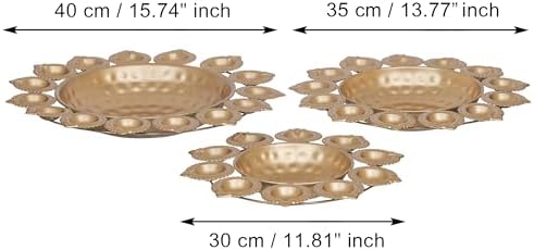 eCraftIndia Set of 3 Golden Metal Handcrafted Decorative Urlis Bowl for Floating Flowers - Diwali Decoration Items for Home Decor- Housewarming, Diwali Gift. - Image 4