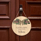 Welcome Hanging Sign Islamic Wall Art,Round Wooden Arabic Calligraphy Wall Decor,As-Salamu Alaykum -Peace Be Upon You,Islamic Floral Design For Wall Decoration,Door Hangings,Office Design - Image 7