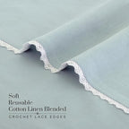 FINGERCRAFT Lace Cloth Napkins, Cotton Linen, 12 Pack, 20x20 Inch, Aqua - Image 6