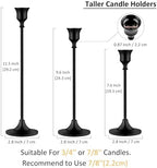 Metal Candle Holders for Candlesticks Taper Candlestick Holders Set Vintage Decorative Centerpiece Candelabra Tall Candle Stands (Matt Black, 4 Sets (12 pcs)) - Image 2