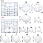 Christmas Tree Balls Ornaments Set, 48 Pcs Shatterproof Plastic Decorative Baubles Shiny Hanging Ball Ornaments for Xmas Tree Holiday Party Wedding Decoration, White - Image 2