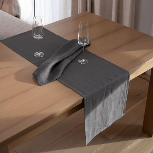 Linen Table Runner 90 inches Long - 100% Pure Linen Flax - Stonewashed European Linen Table Runner (Ash Grey, 14 x 90 Inch) - for Dining, Fall, Autumn, Thanksgiving - Image 5