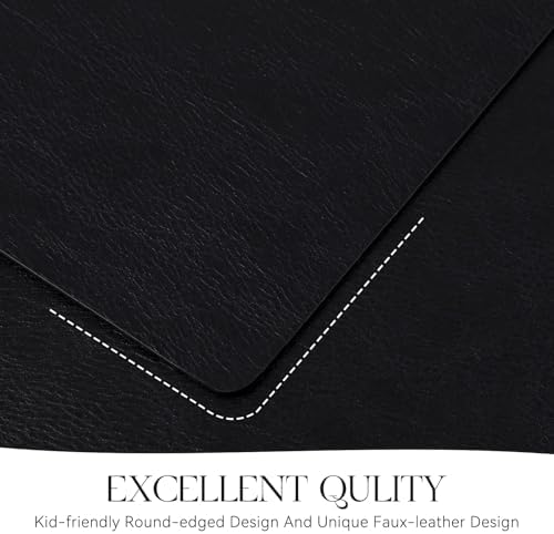 MOSAYT Vinyl Faux Leather Placemats, Set of 6, Black - Image 5