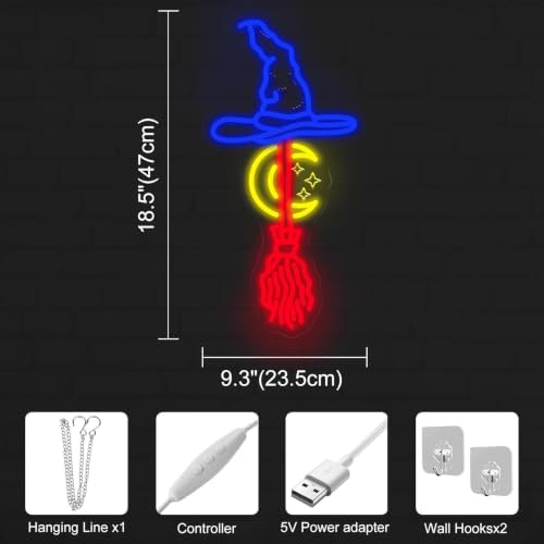 Witch Broom Neon Sign, Halloween Decor for Witchcore & Gothic Rooms - Image 5